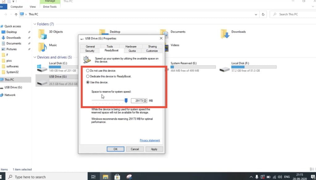 How to use pen drive as RAM in windows PC 