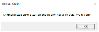 roblox an unexpected error has occurred